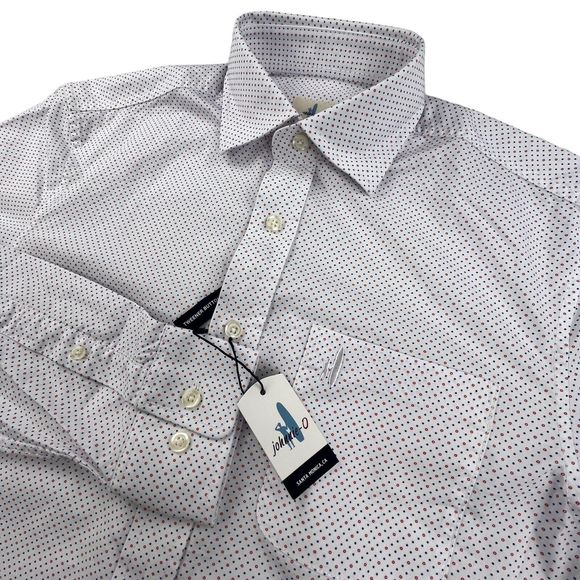 JOHNNIE-O Hangin’ Out Long Sleeve Button Down Shirt White Dot Schubert Men S NWT - Picture 1 of 16